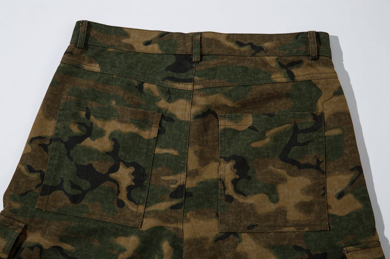 Omirad Woodland Camo Cargo Wide-Leg Pants | 100% Cotton