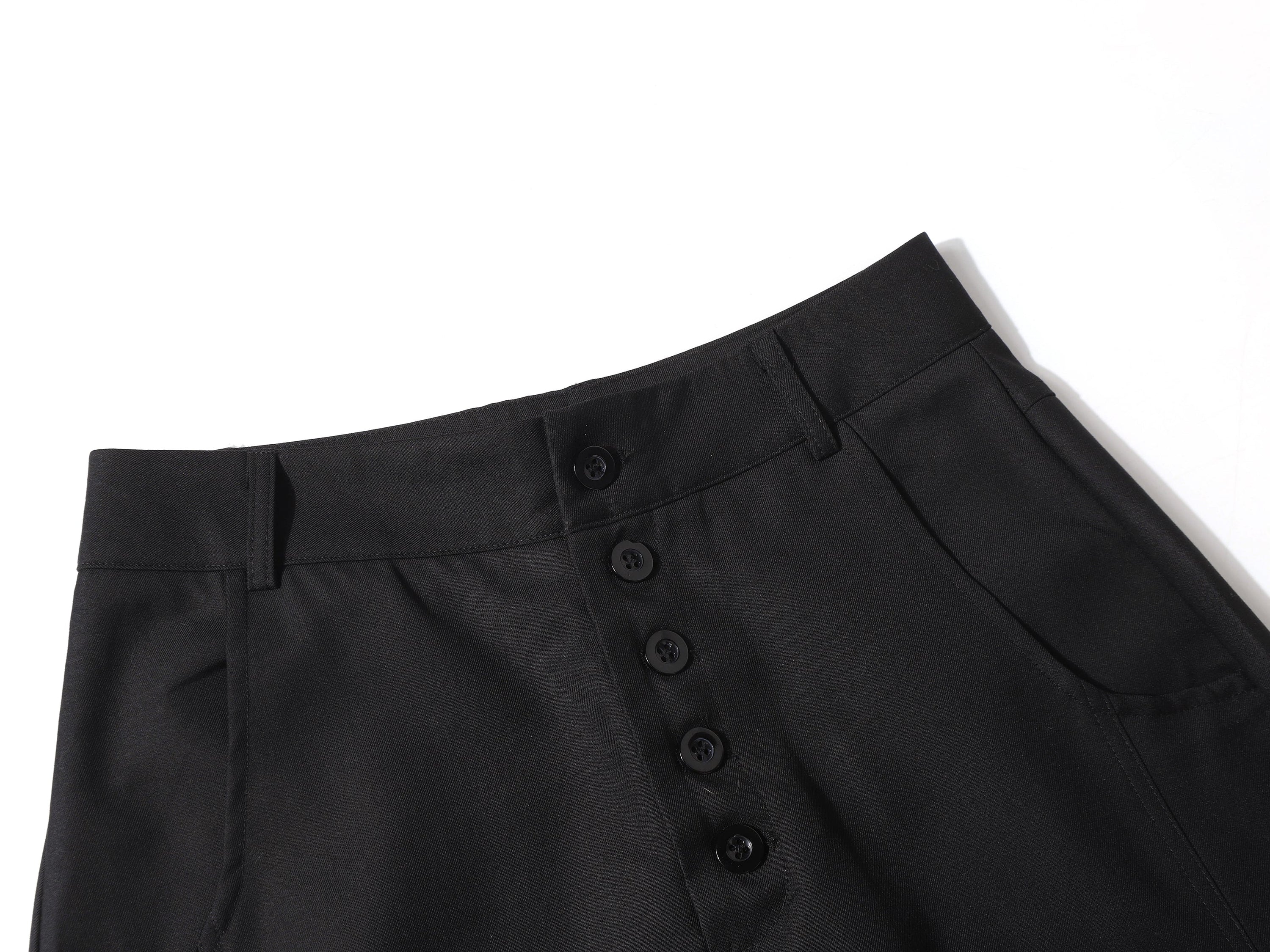 Multi-Button Barrel Wide-Leg Trousers | Sculpted Silhouette
