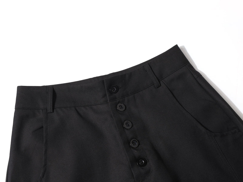 Multi-Button Barrel Wide-Leg Trousers | Sculpted Silhouette