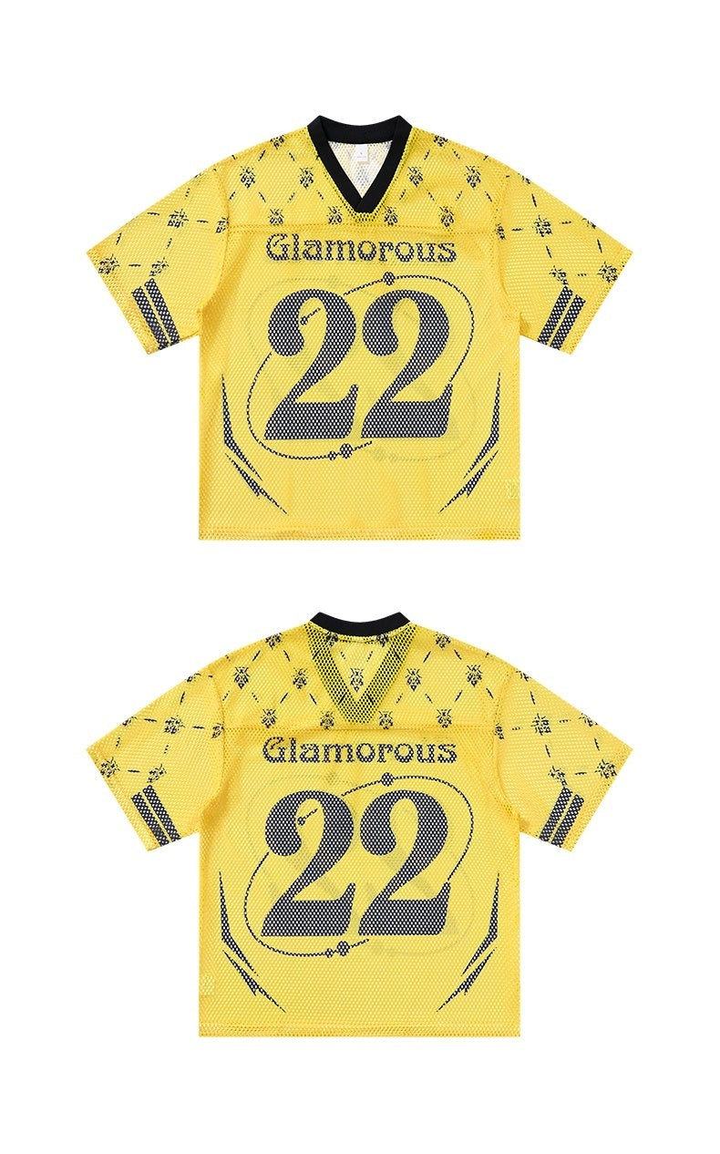Omirad Glamorous 22 Mesh Jersey T-Shirt | Yellow Streetwear