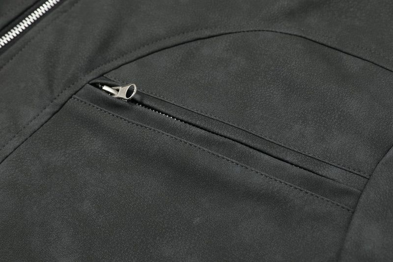 Stand Collar PU Zip Jacket | Minimal Street Style
