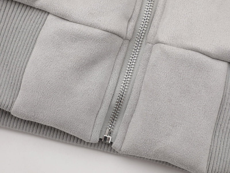 Furry-Ear Zip Hoodie Jacket | Streetwear Puffer with Rivets