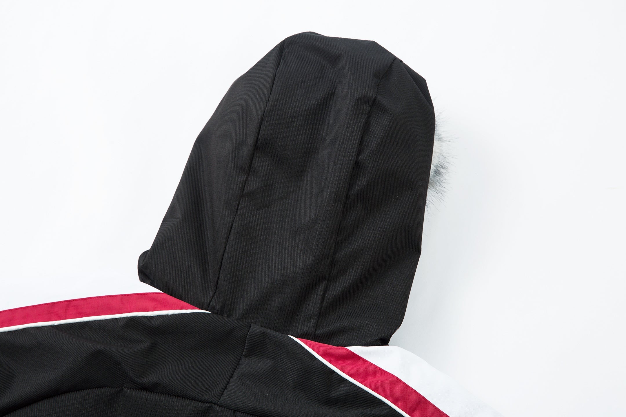 Racing Patch Faux Fur Hood Jacket | Color-Block Nylon