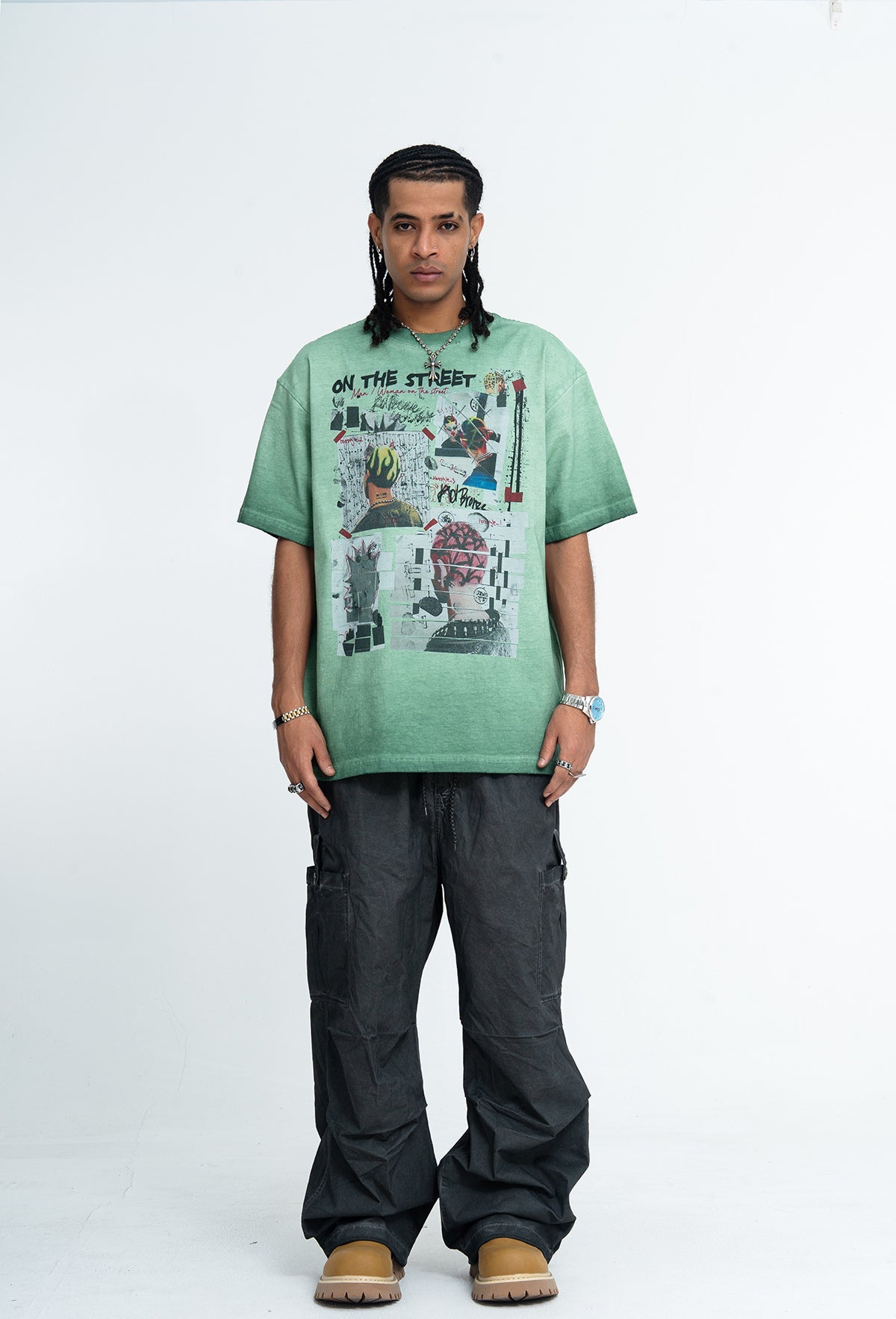 Omirad On The Street Vintage Wash Collage Graphic Tee