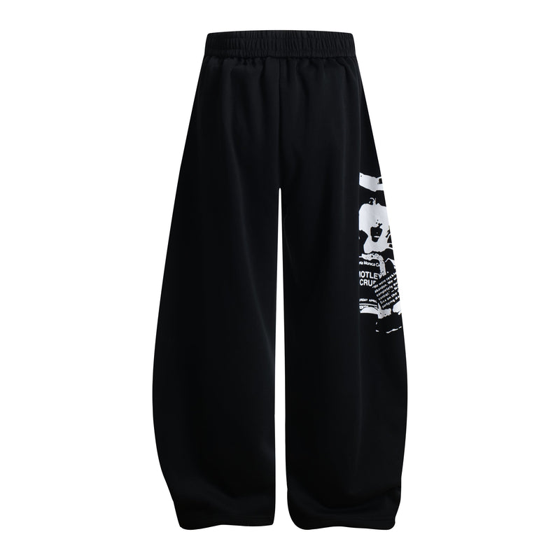 Rock Graphic Wide-Leg Wrap Pants | Streetwear Drape