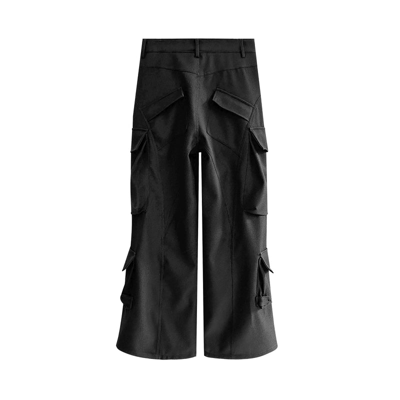 Omirad Multi-Pocket Wide-Leg Utility Cargo Pants | Black