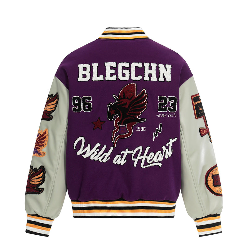 Wild at Heart Embroidered Varsity Jacket | Streetwear Bomber