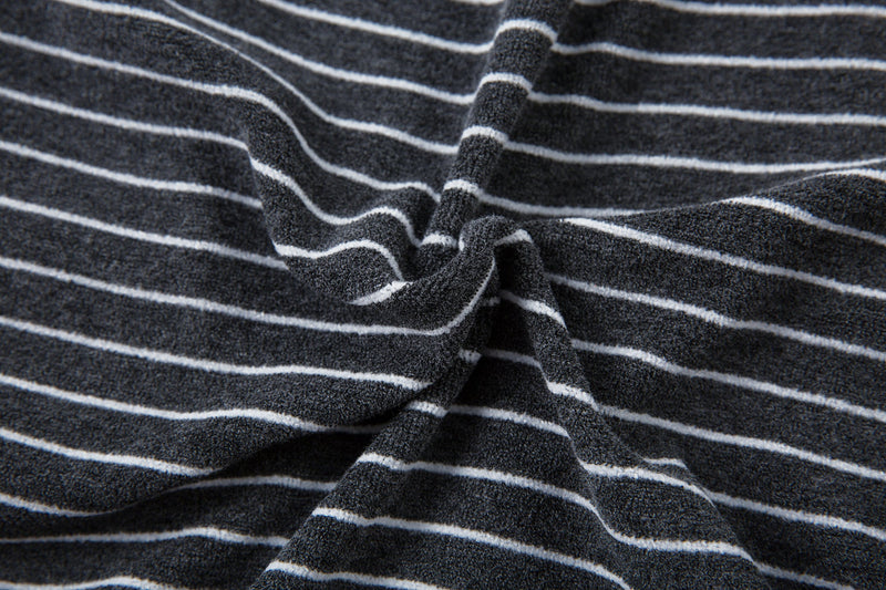 Striped Knit Barrel-Leg Lounge Pants with Drawstring Hem