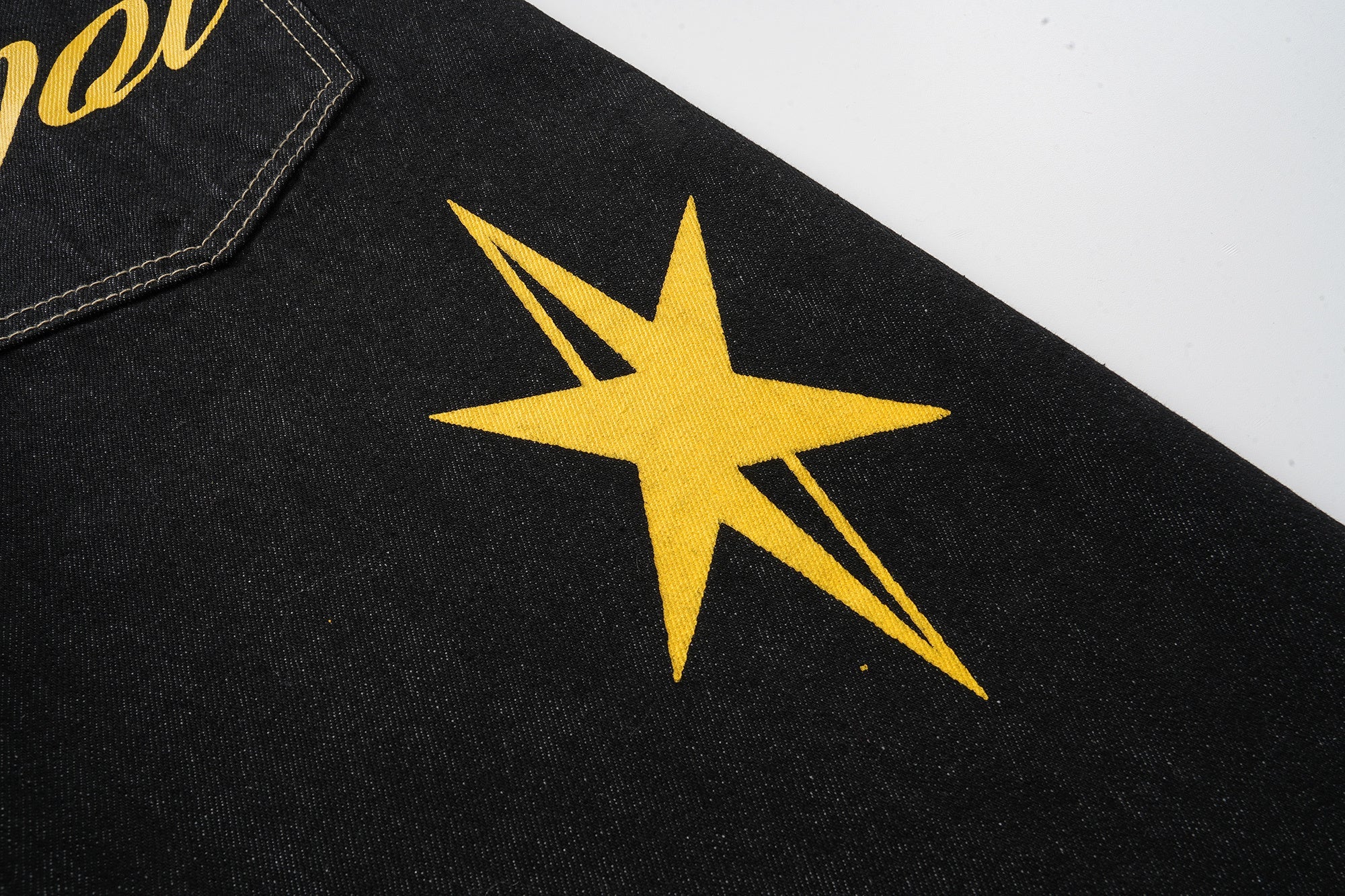 Omirad Star Script Wide-Leg Jeans | Bold Back Graphic Denim