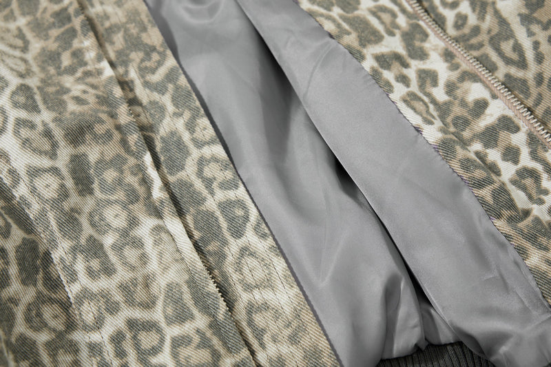 Omirad Leopard Print Bomber Jacket | Vintage Wash Cotton