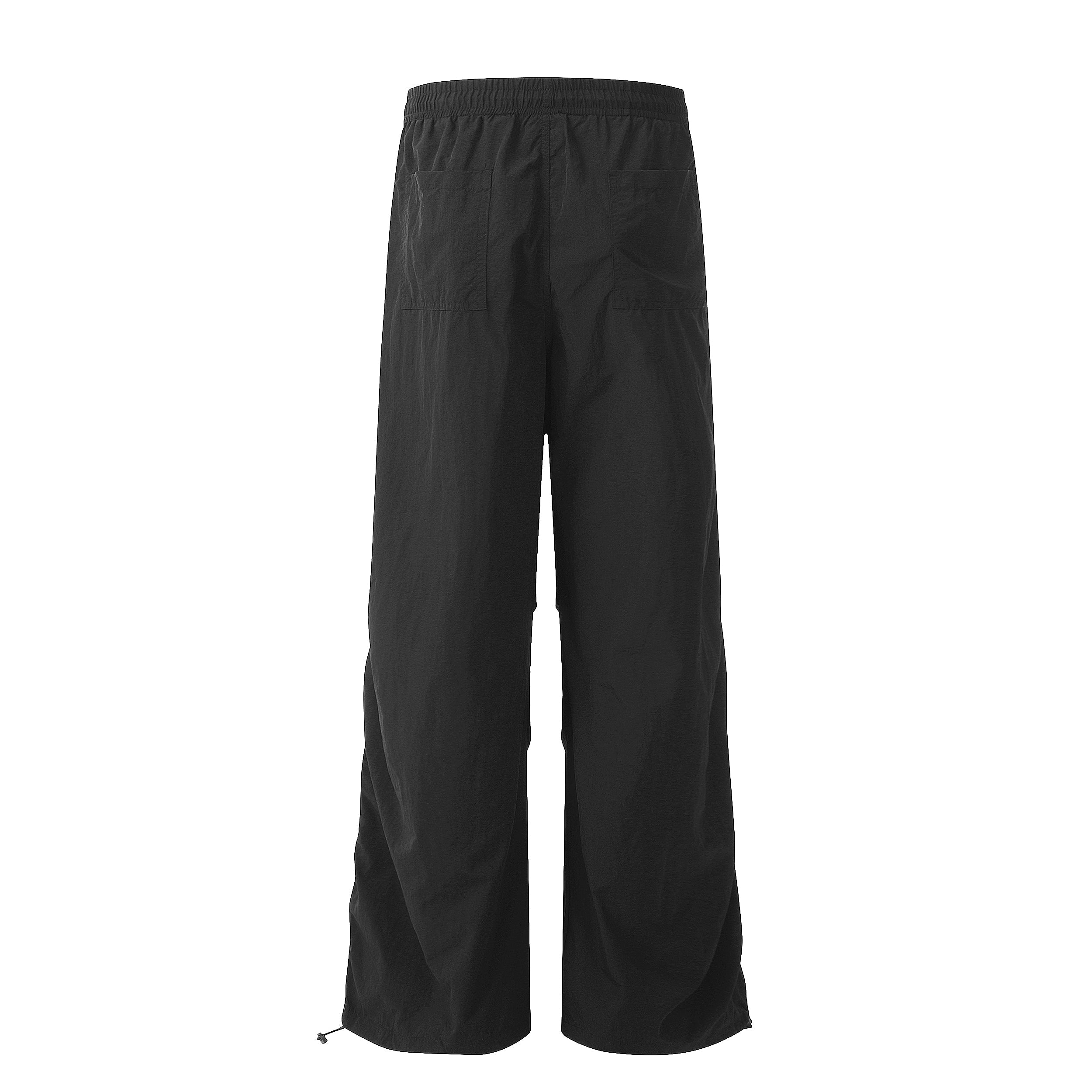 Lightweight Nylon Drawstring Parachute Pants | Wide Leg