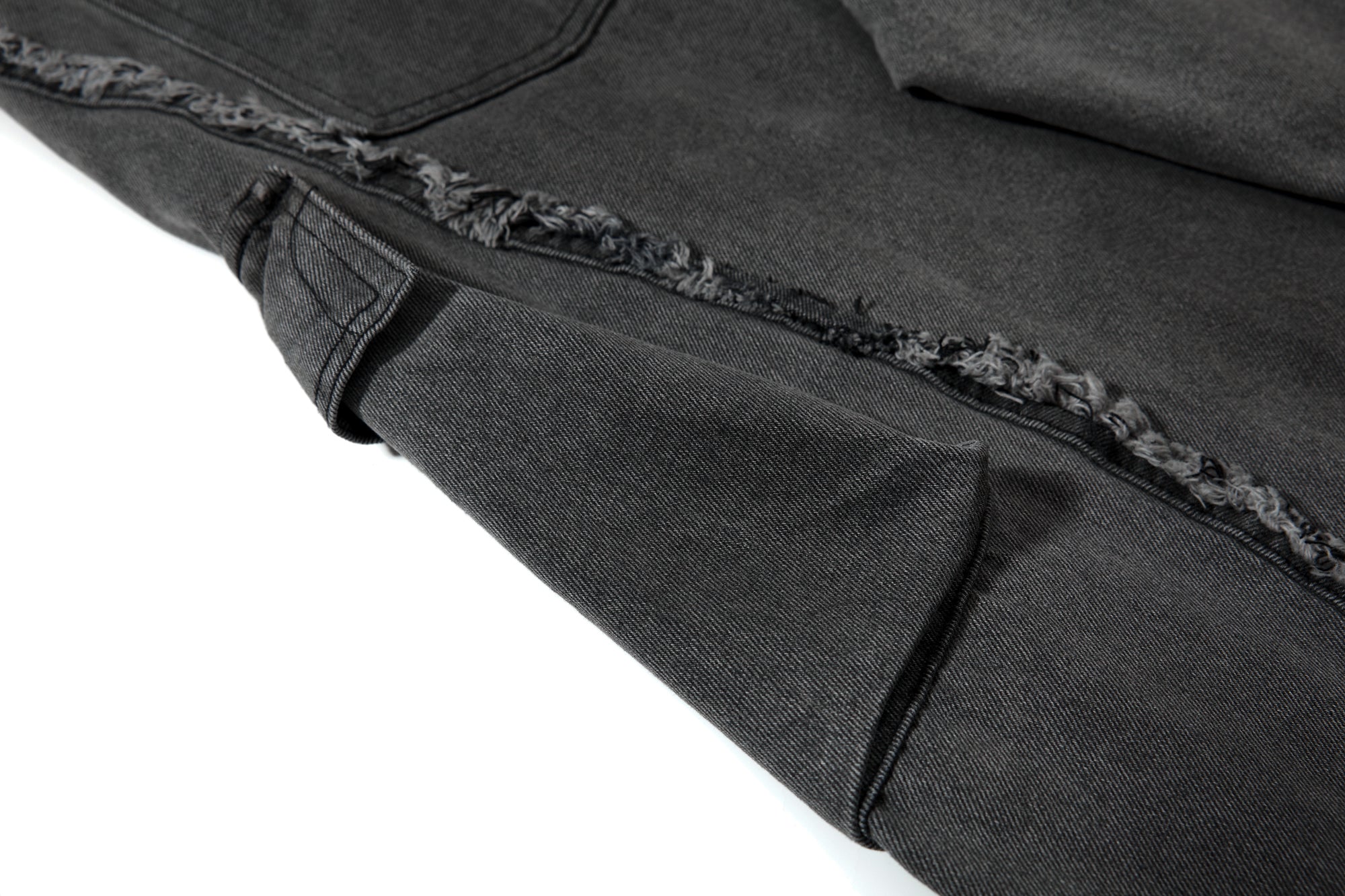 Omirad Washed Frayed Curved Cargo Jeans | Wide-Leg