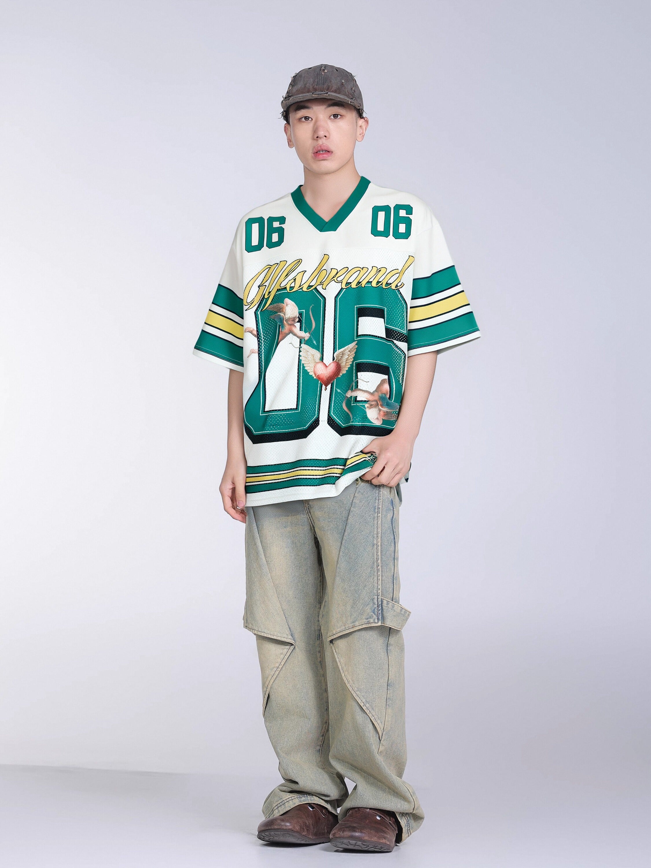 Angel Graphic Football Jersey Top | Varsity Streetwear