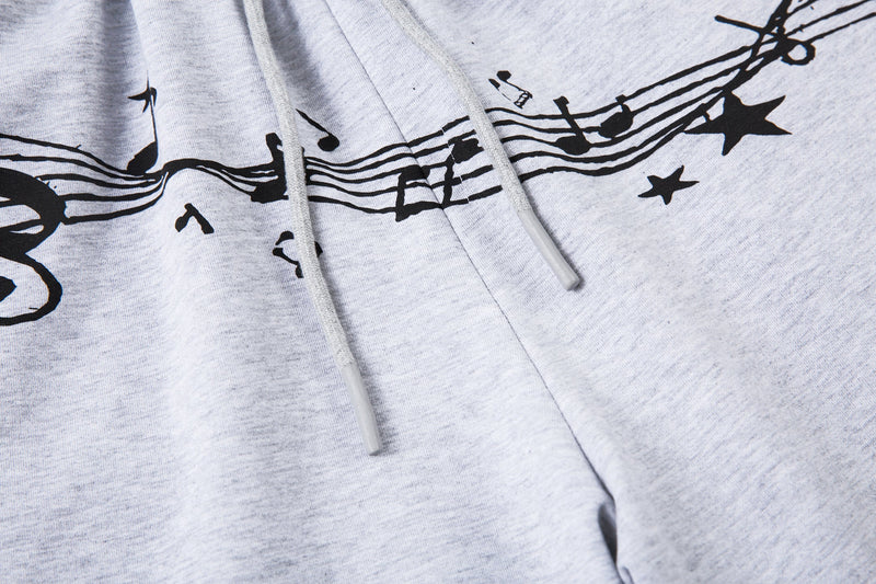 Music Note Graphic Wide-Leg Sweatpants | Streetwear Comfort