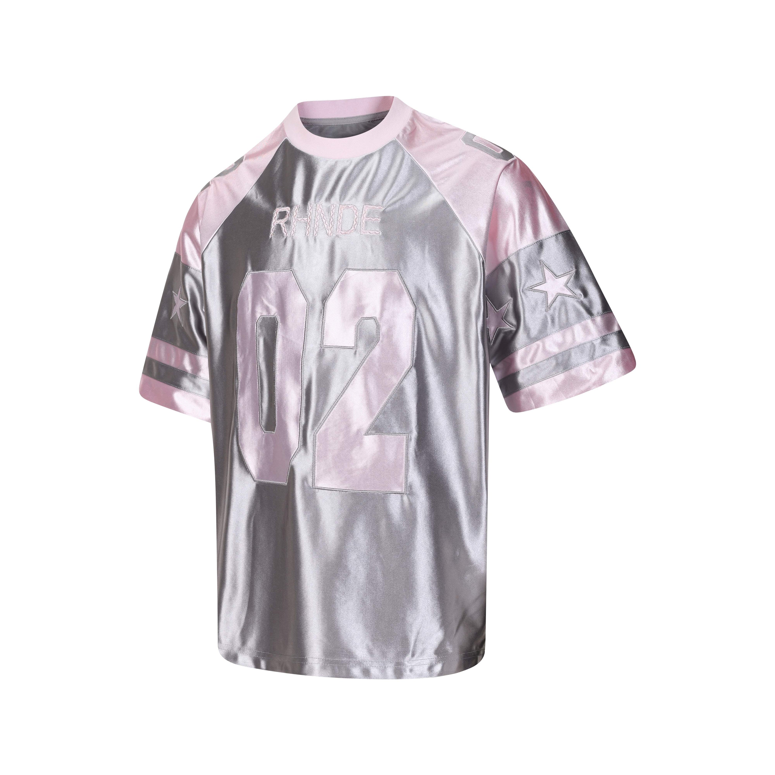 RHNDE Metallic Varsity Jersey Tee | Oversized Y2K Football Shirt