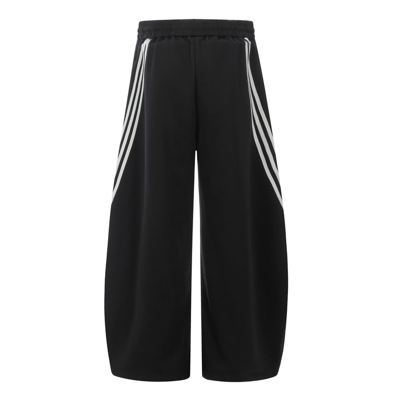 Curved Stripe Wide-Leg Sweatpants | Streetwear Track Pants