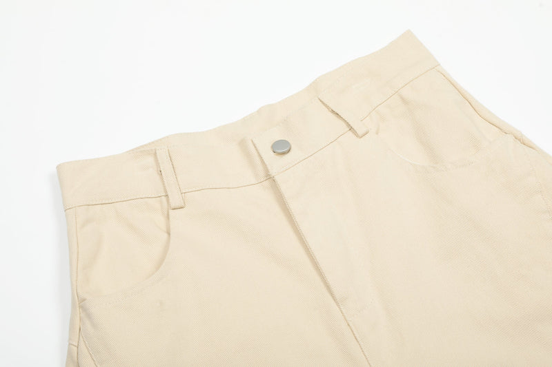Omirad Curve-Stitch Wide-Leg Canvas Pants | 100% Cotton