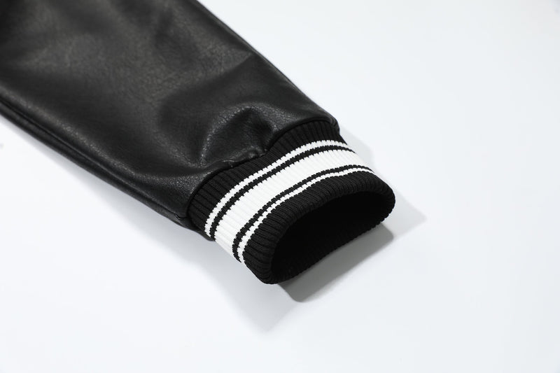 Varsity Patch PU Leather Bomber Jacket | Retro Streetwear