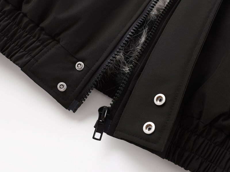 Omirad Zebra Faux Fur-Lined Black Bomber Jacket
