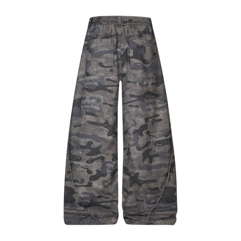 Omirad Dark Camo Wide-Leg Pants | Streetwear Utility Trousers