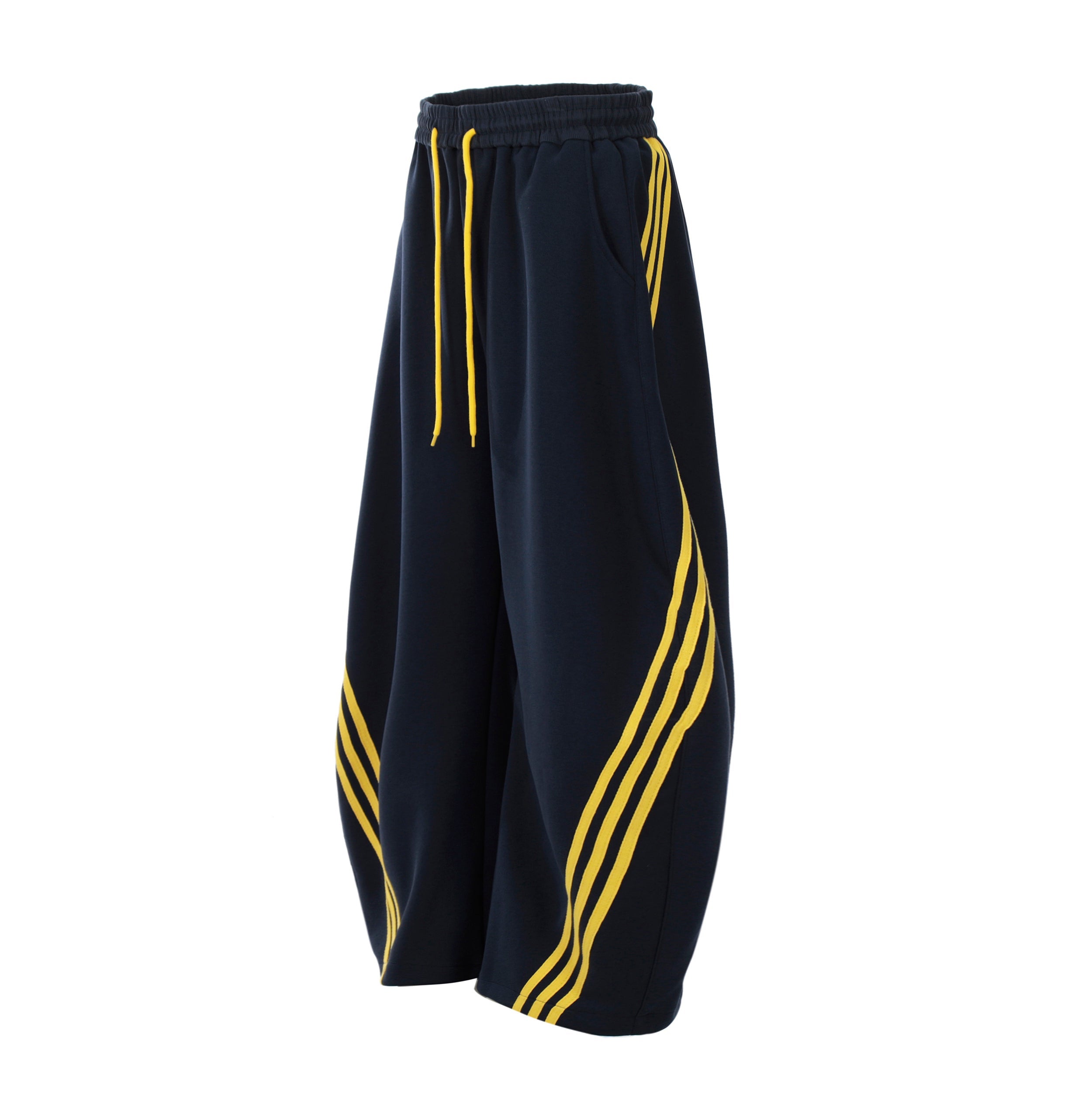 Curved Stripe Wide-Leg Sweatpants | Streetwear Track Pants