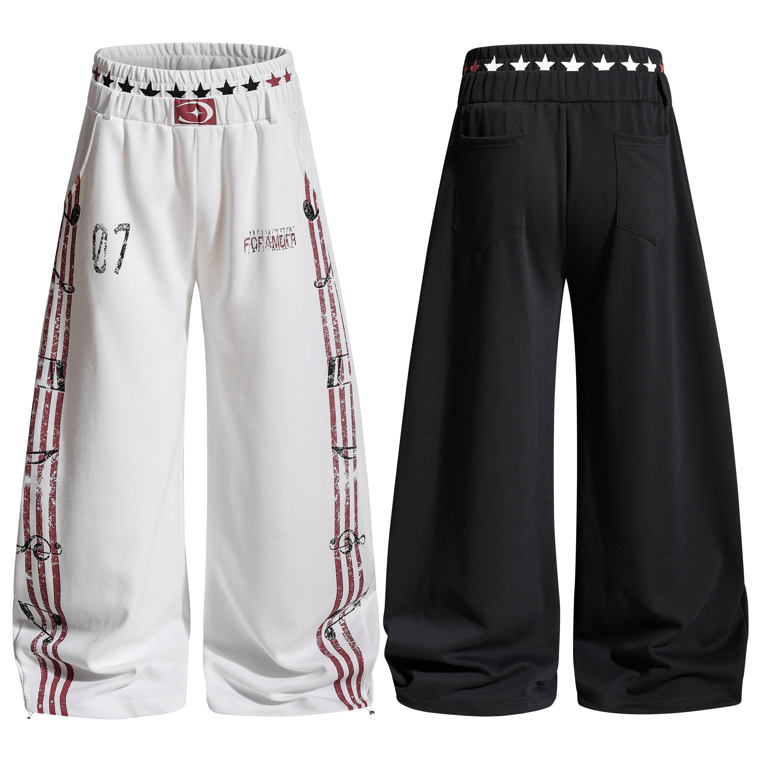 Omirad Vintage Stripe Graphic Wide-Leg Sweatpants