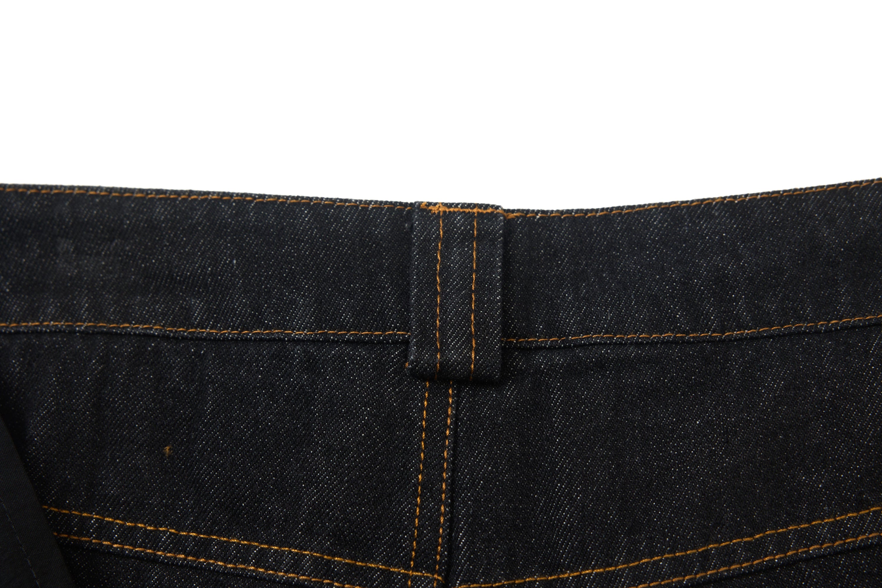 Wide-Leg Jeans with Red Embroidery & Side Drape | SEAKOFF