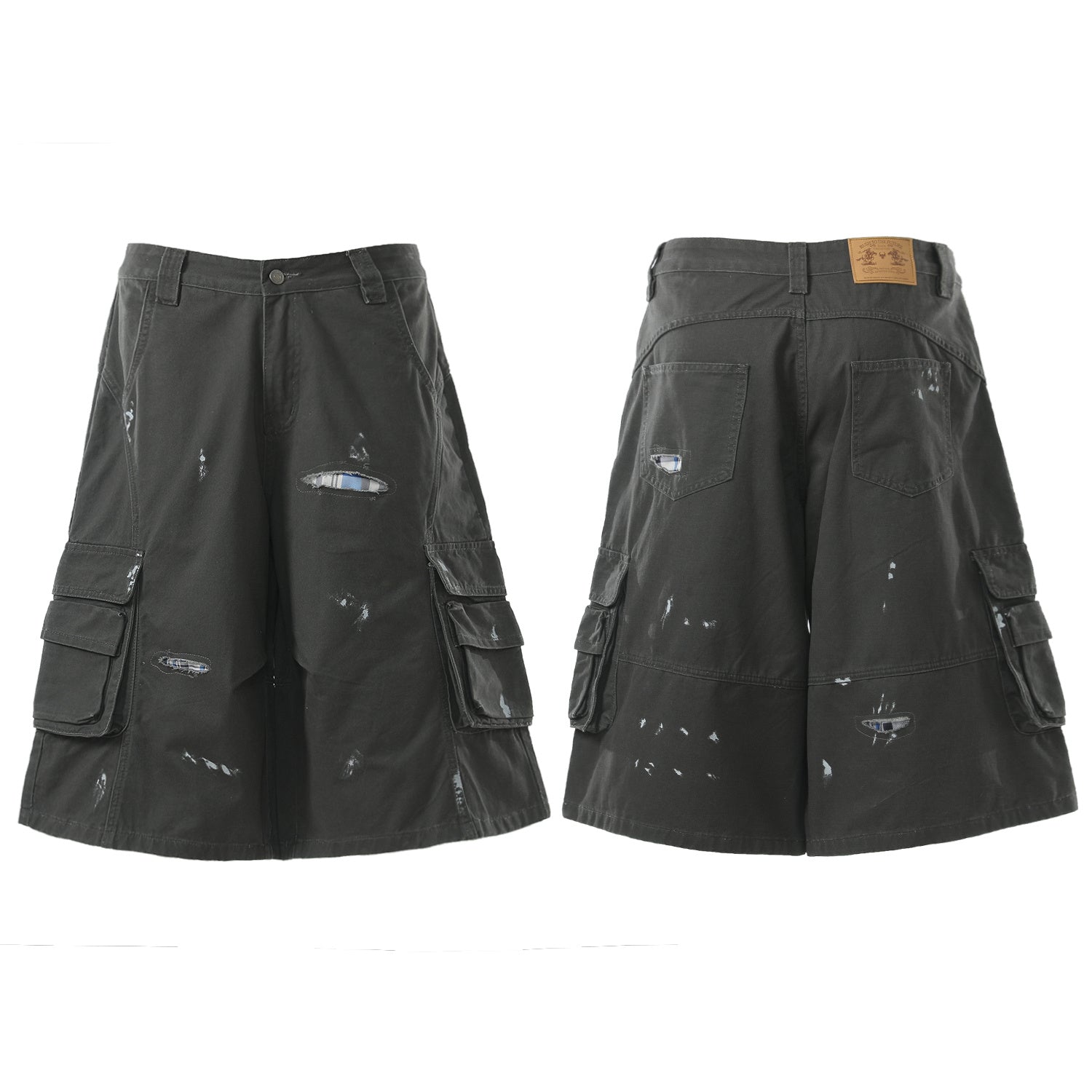 Omirad Distressed Utility Cargo Shorts | Wide-Leg Fit