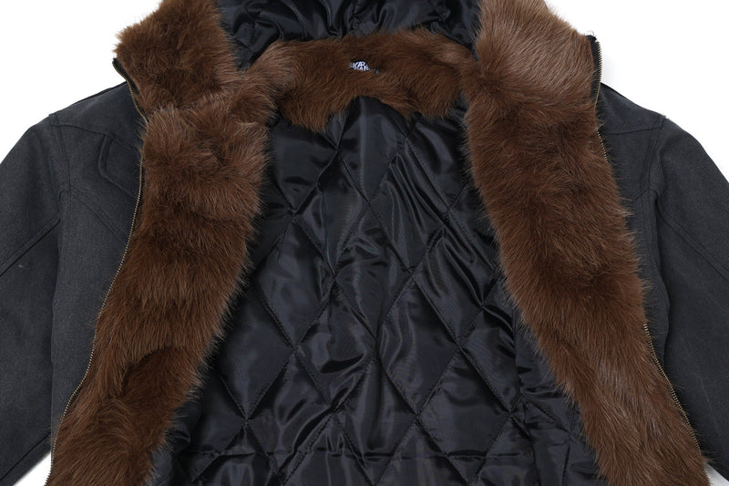 Omirad Vintage Hooded Cropped Cotton Bomber Jacket