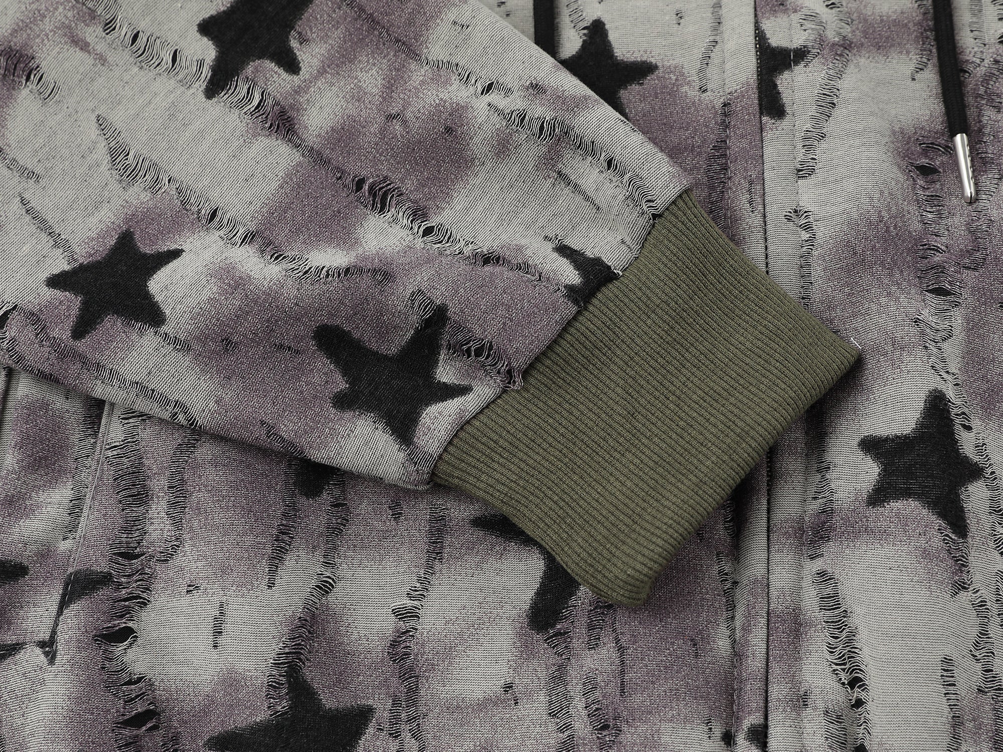 Omirad All-Over Star Print Washed Zip Hoodie | Streetwear
