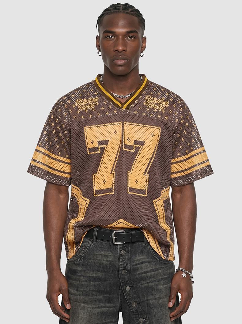 Omirad Retro Star 77 Mesh Jersey T-Shirt | Brown & Gold