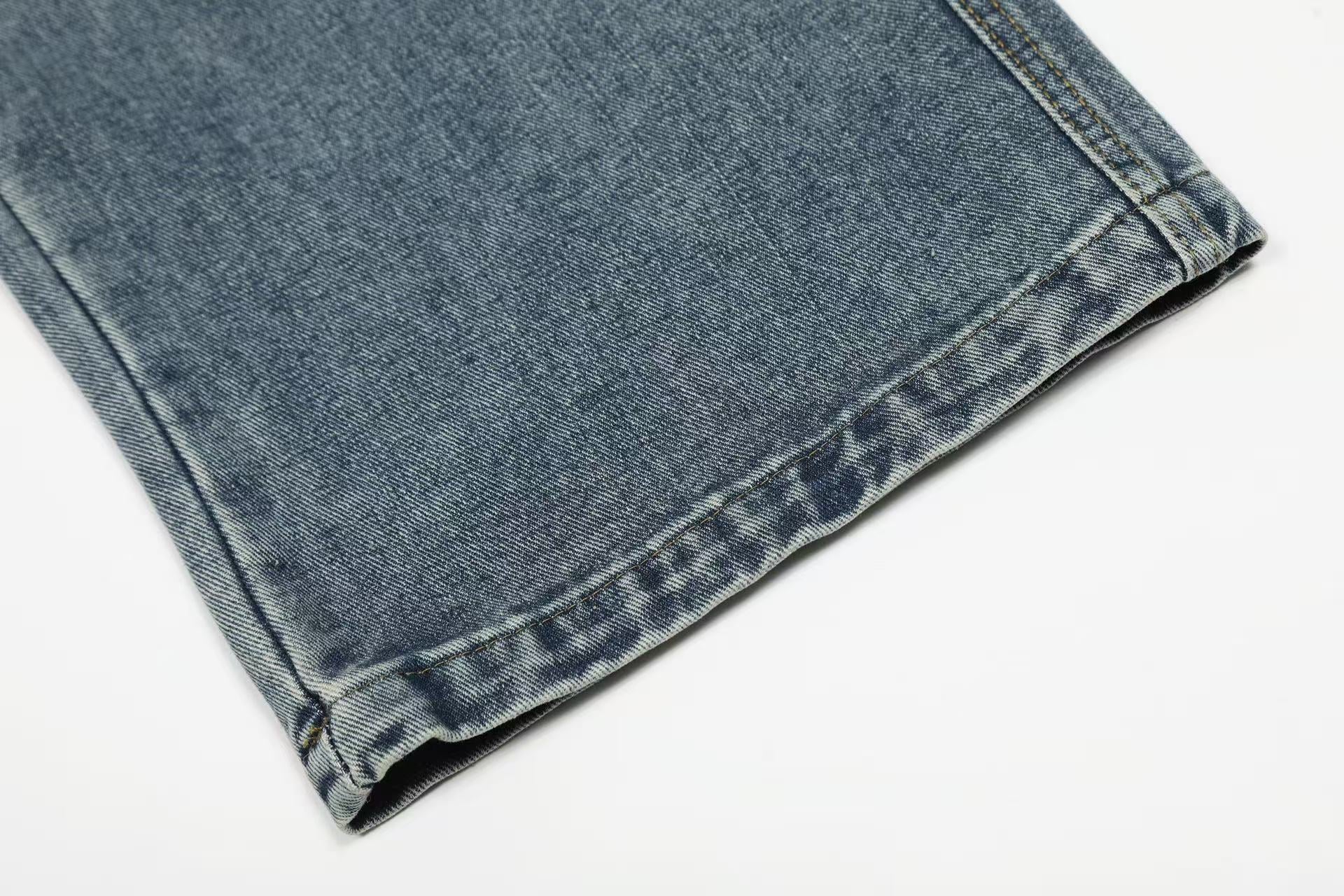 Tropical Embroidered Wide-Leg Denim Jeans | Beach Streetwear