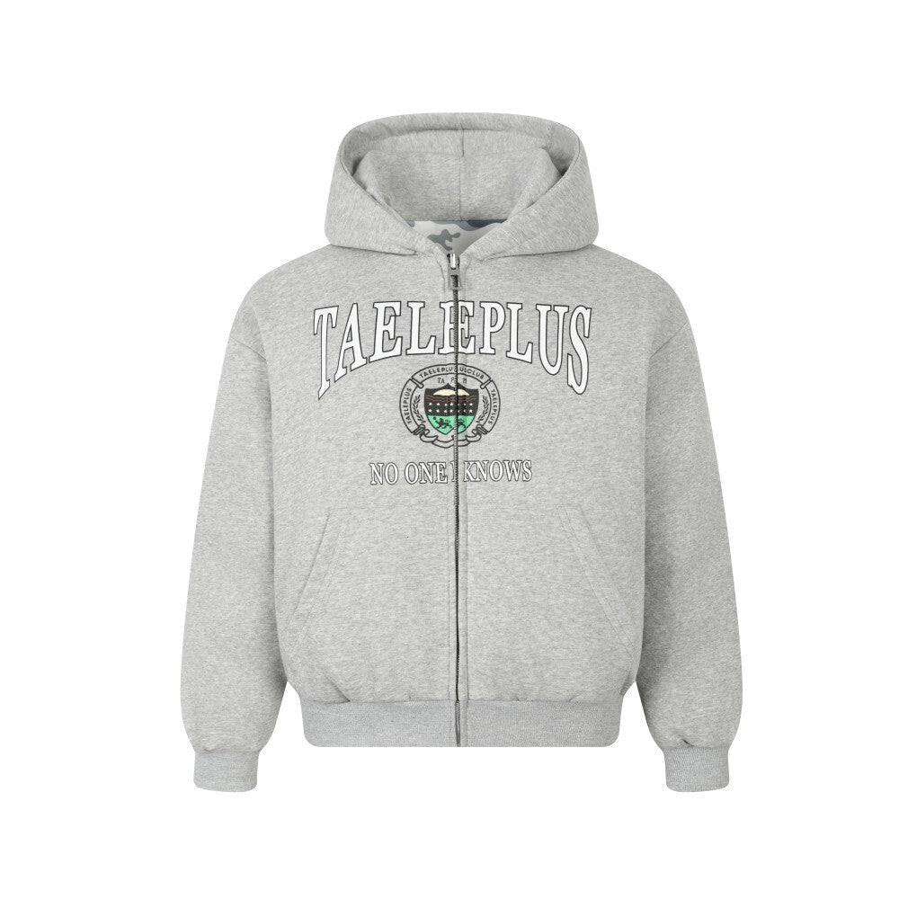Reversible Camo Varsity Hoodie Jacket | TAELEPLUS Logo