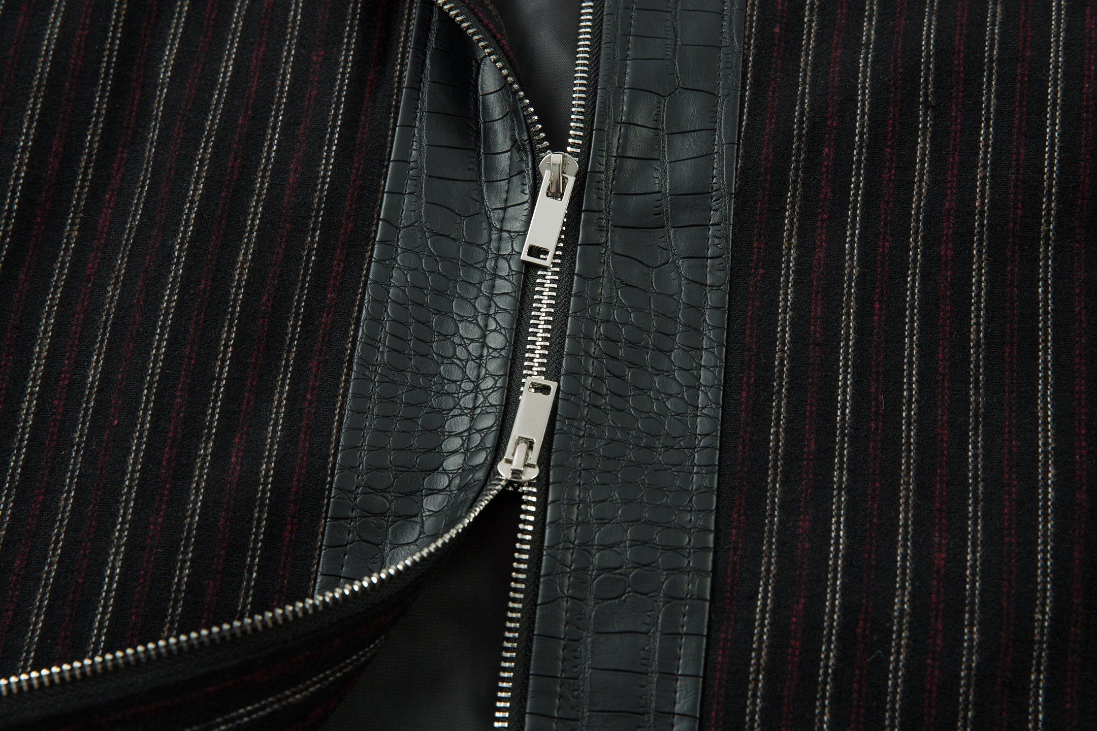 Omirad Striped Faux-Leather Trim Jacket | Streetwear