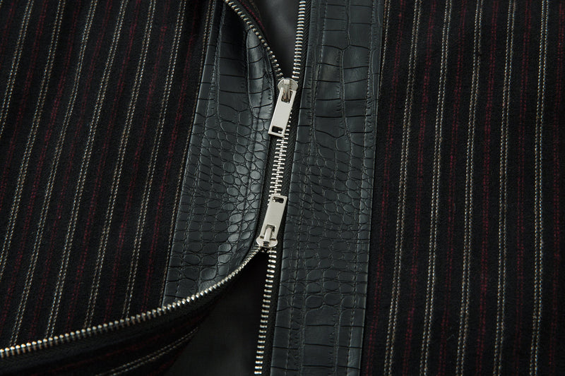 Omirad Striped Faux-Leather Trim Jacket | Streetwear