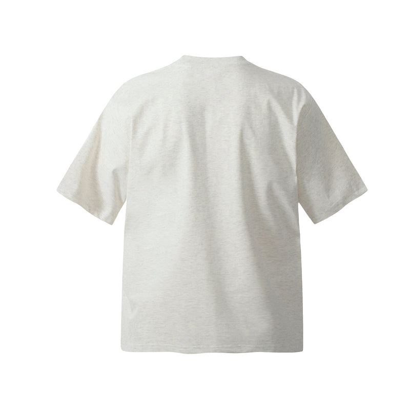Light gray oversized streetwear tee shown from the back with a relaxed fit and plain crew neck