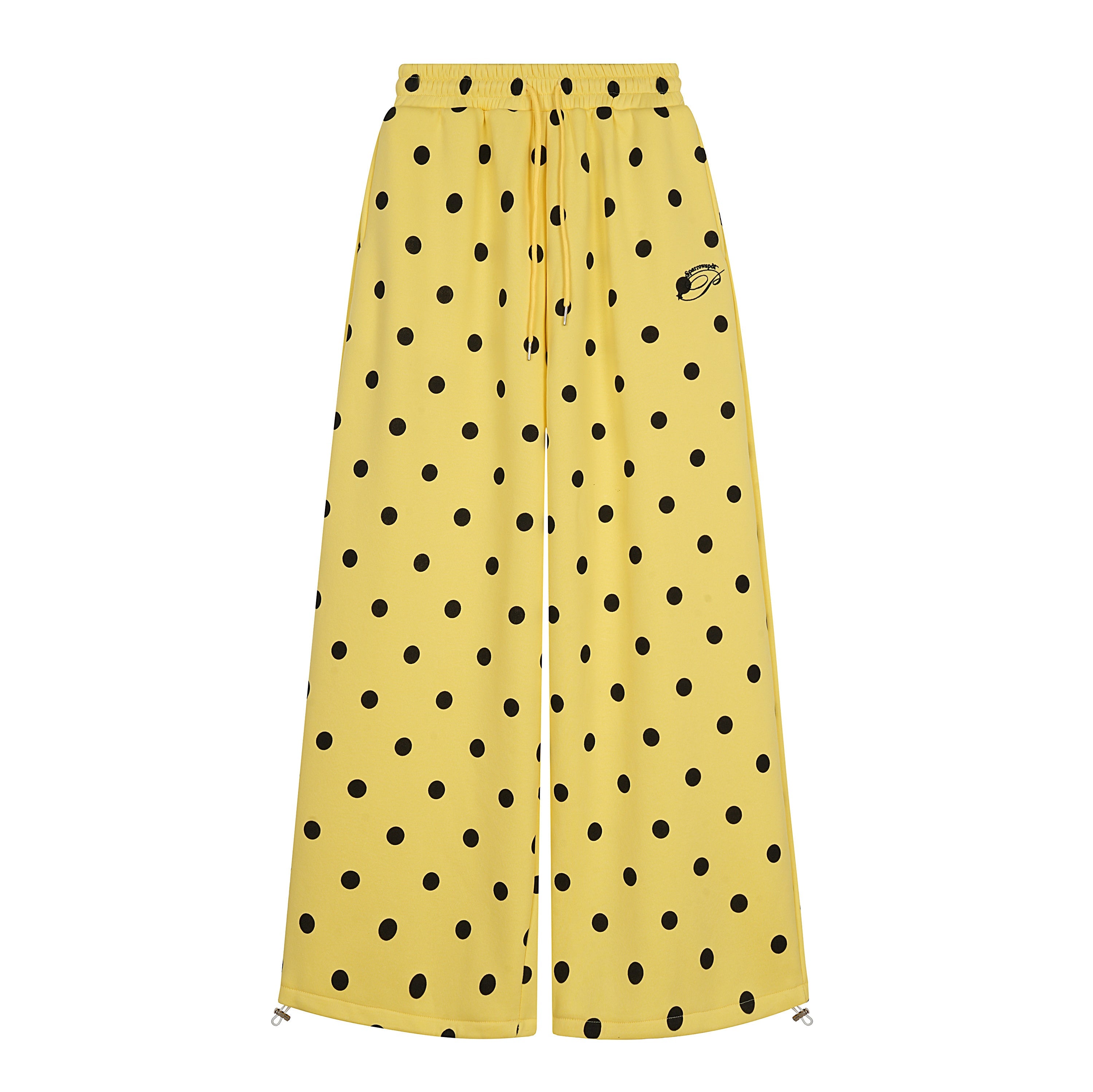 Omirad Polka Dot Wide-Leg Pants | Yellow & Black Cotton