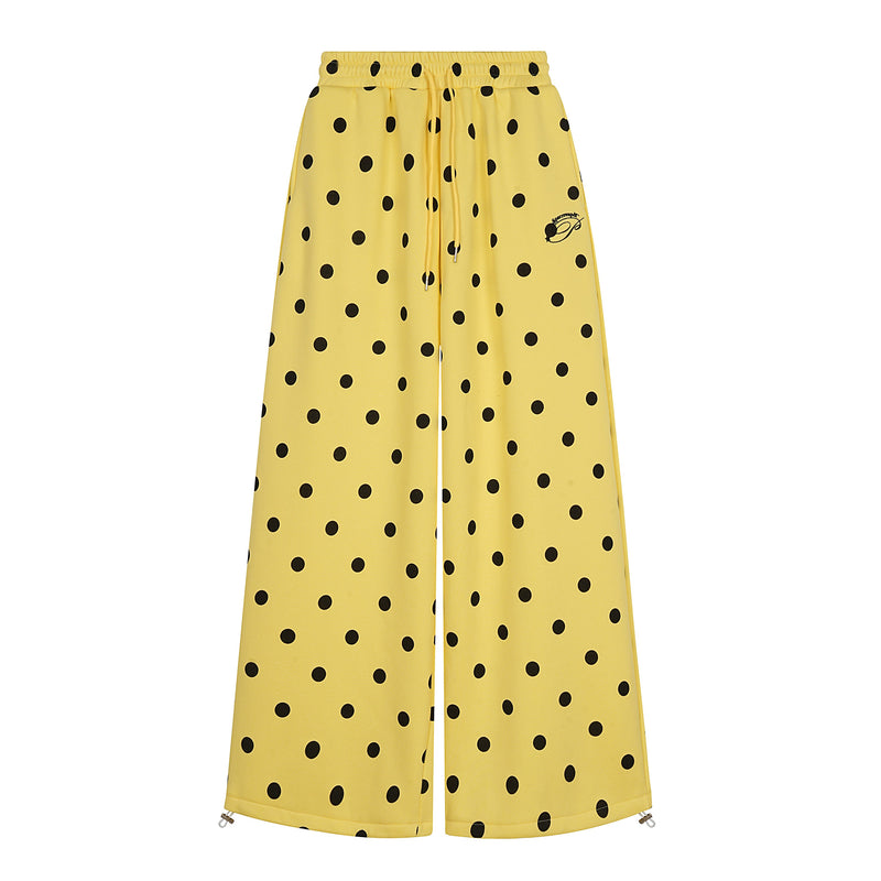 Omirad Polka Dot Wide-Leg Pants | Yellow & Black Cotton