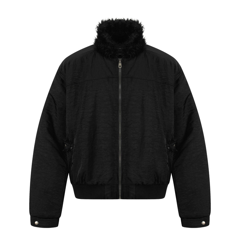 Faux Fur Collar Bomber Jacket | Military Streetwear
