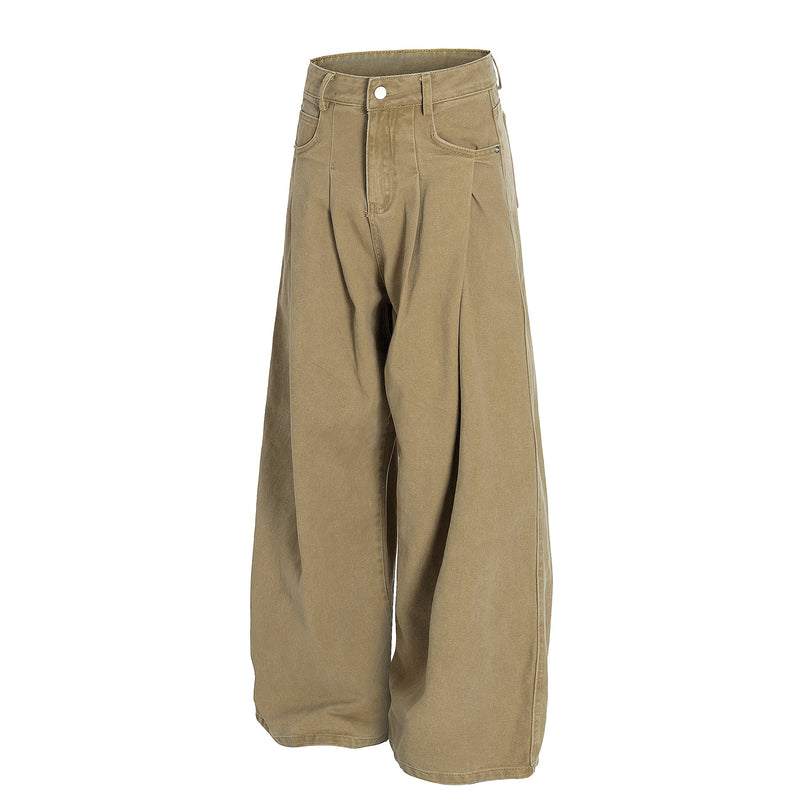 Wide-Leg Pleated Canvas Pants | Oversized Streetwear Trousers