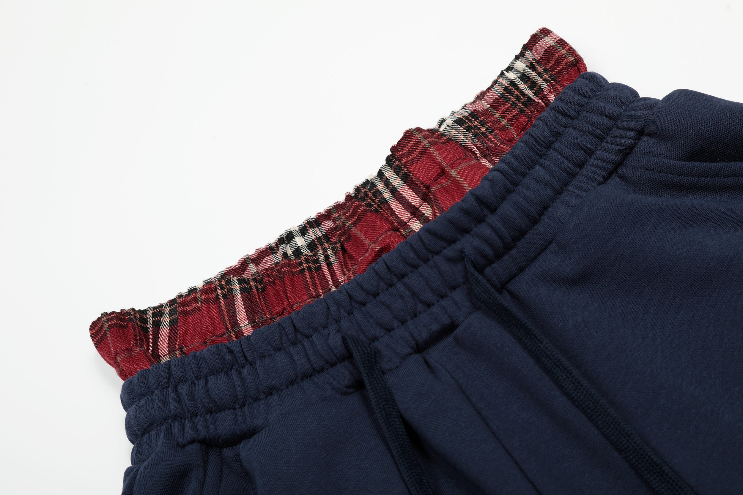 Plaid-Waist Embroidered Logo Shorts | Streetwear Shorts