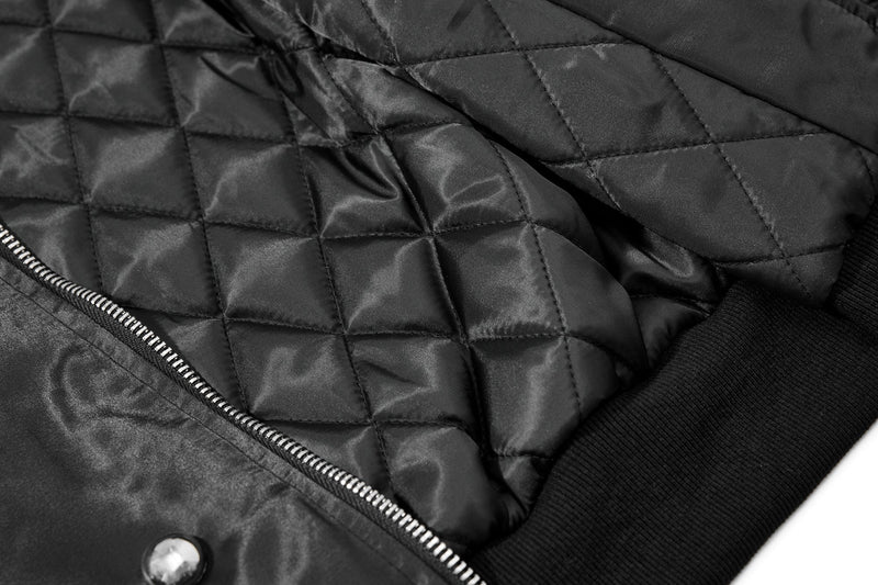 Omirad Glossy Bomber Jacket with Detachable Faux Fur Collar