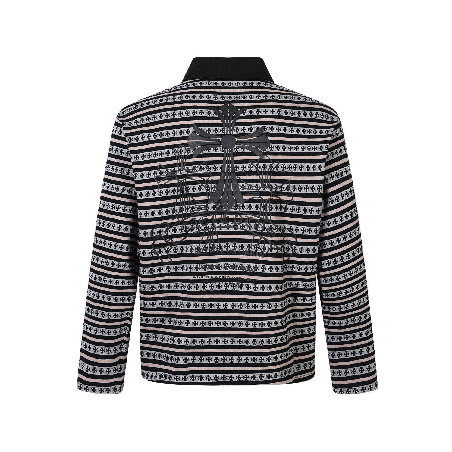 Heritage Stripe Long Sleeve Polo | Streetwear Cross Graphic