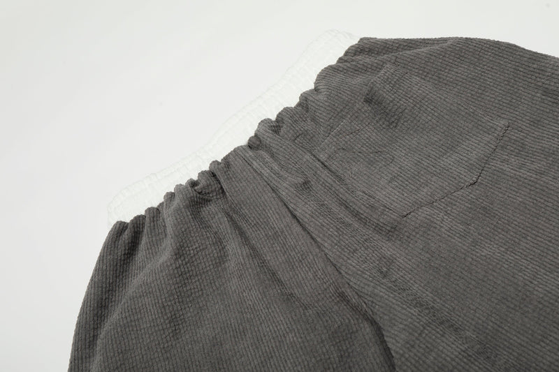 Corduroy Paw Embroidered Barrel-Leg Pants | Streetwear