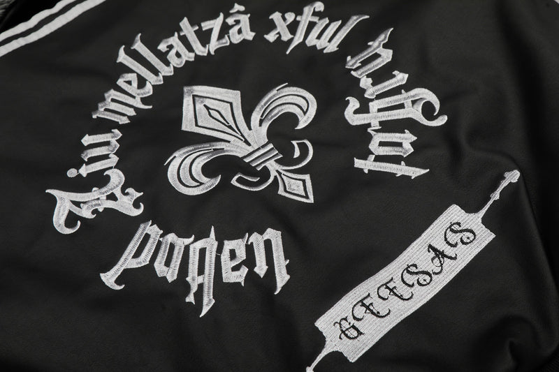 Faux Fur Collar Gothic Embroidered Bomber Jacket | Streetwear