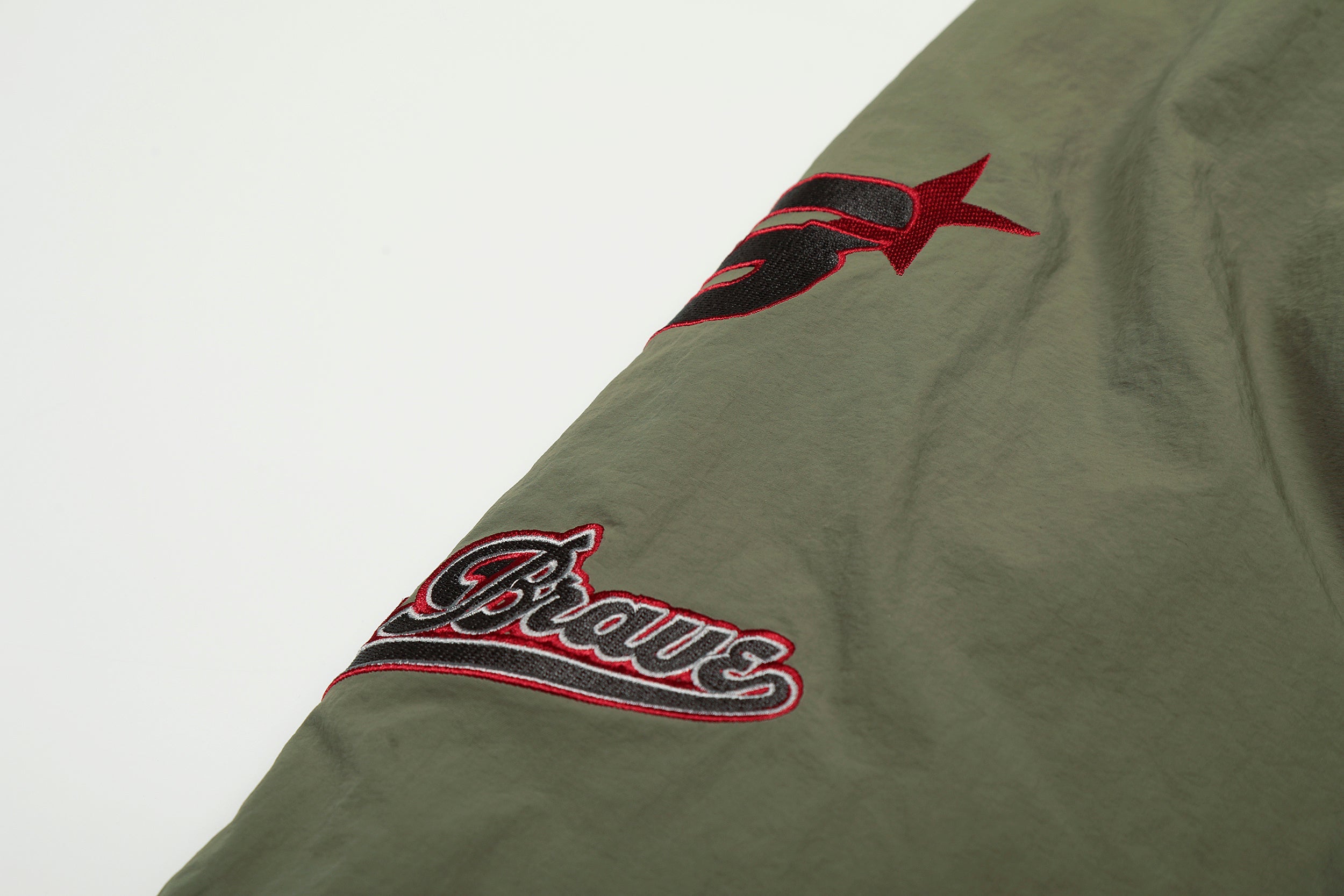 Varsity Patch Faux Fur Hooded Puffer Jacket | Army Green