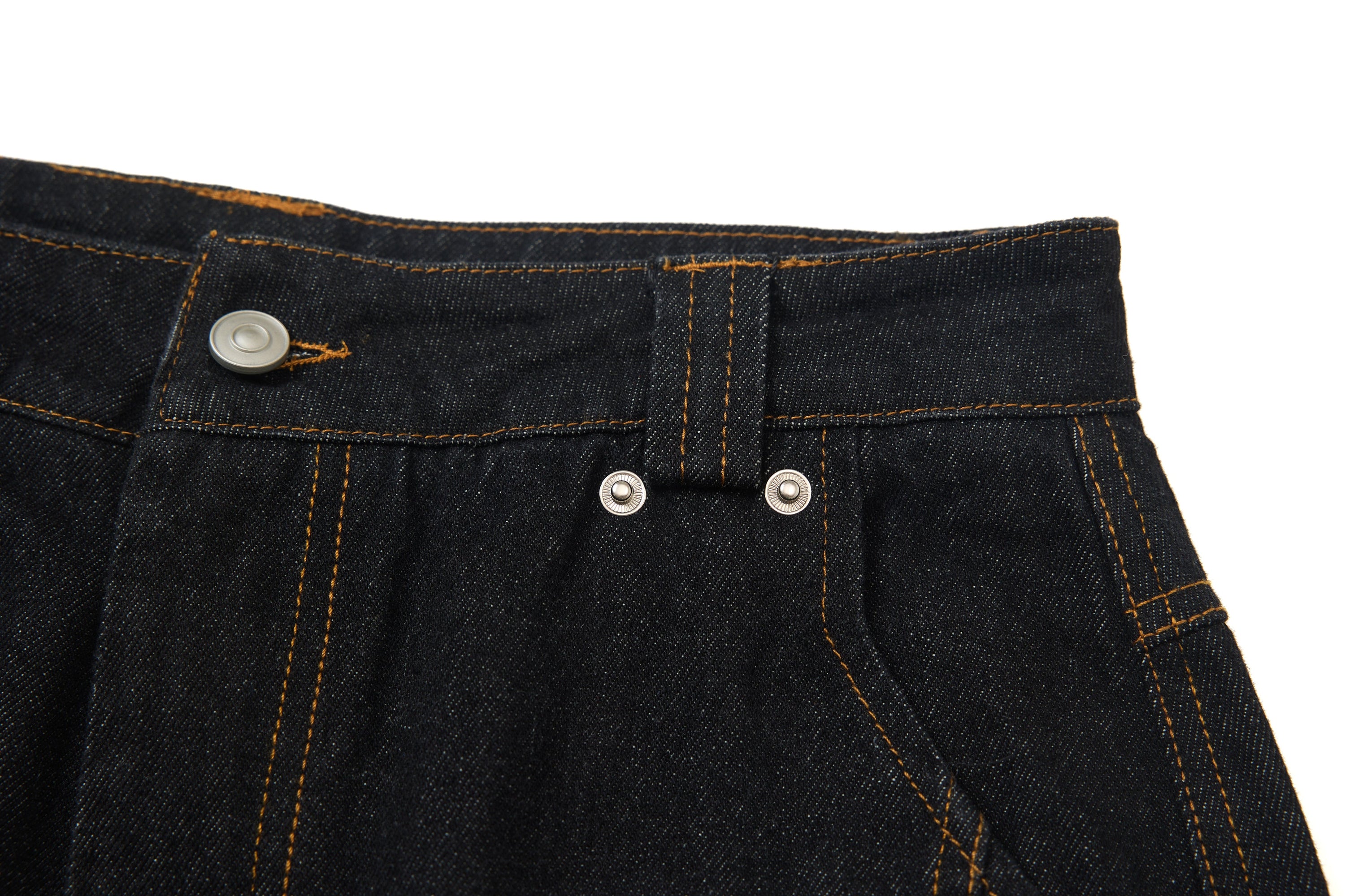 Wide-Leg Jeans with Red Embroidery & Side Drape | SEAKOFF