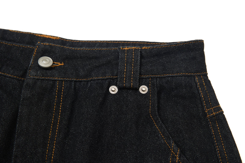 Wide-Leg Jeans with Red Embroidery & Side Drape | SEAKOFF