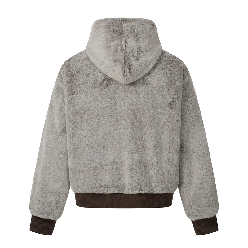 Wool Blend Fleece Hooded Bomber Jacket | Omirad