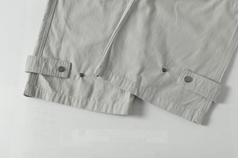 Wide-Leg Multi-Pocket Cargo Pants with Adjustable Hem